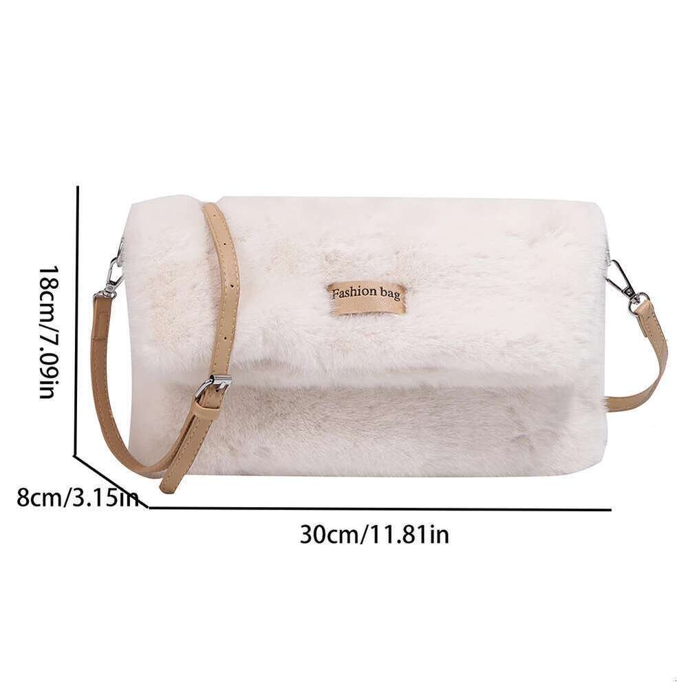 Winter Faux Fur Handbag Women Soft Plush Crossbody Bags 2023 New Furry Designer Square Satchel Ladies Fluffy Shoulder Bag