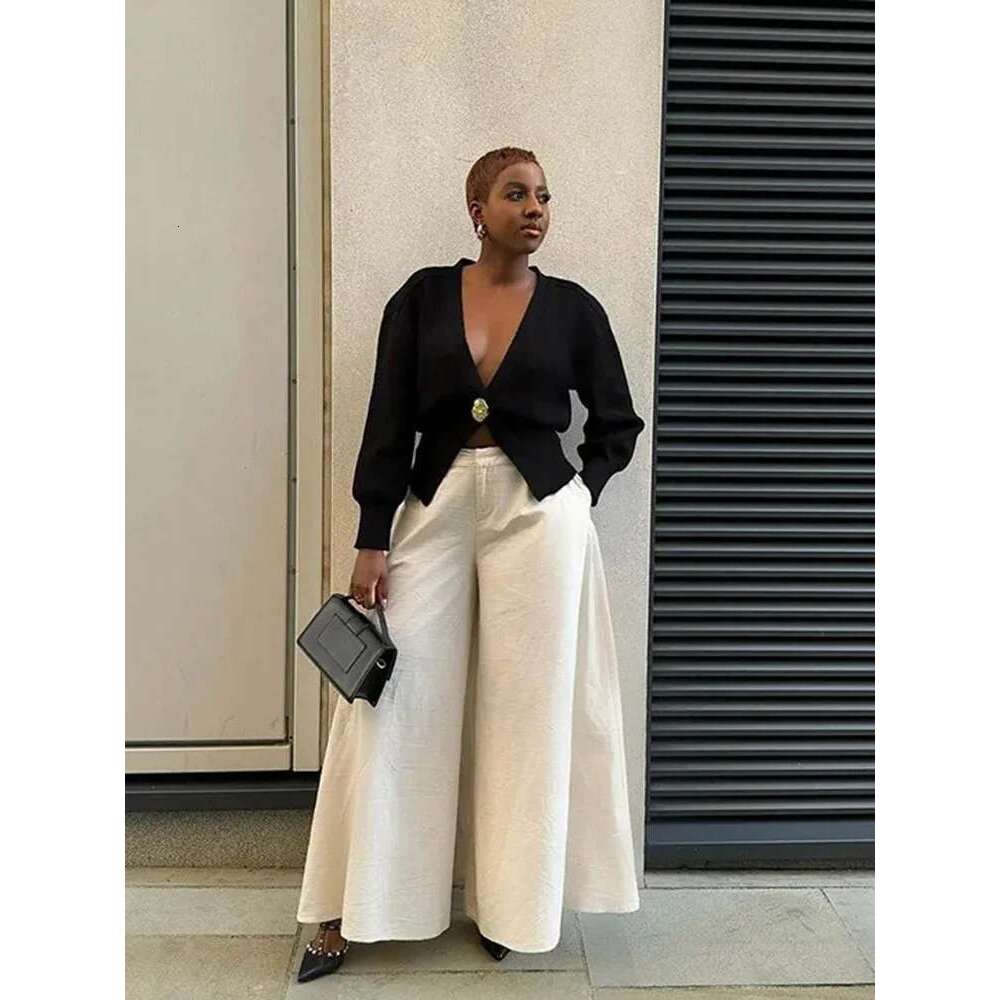 TRAF Women's Knitted Cardigan Jacket Fashion High Alien Button Trimmed Designer Warm Sweater Street Style Chic Womenswear