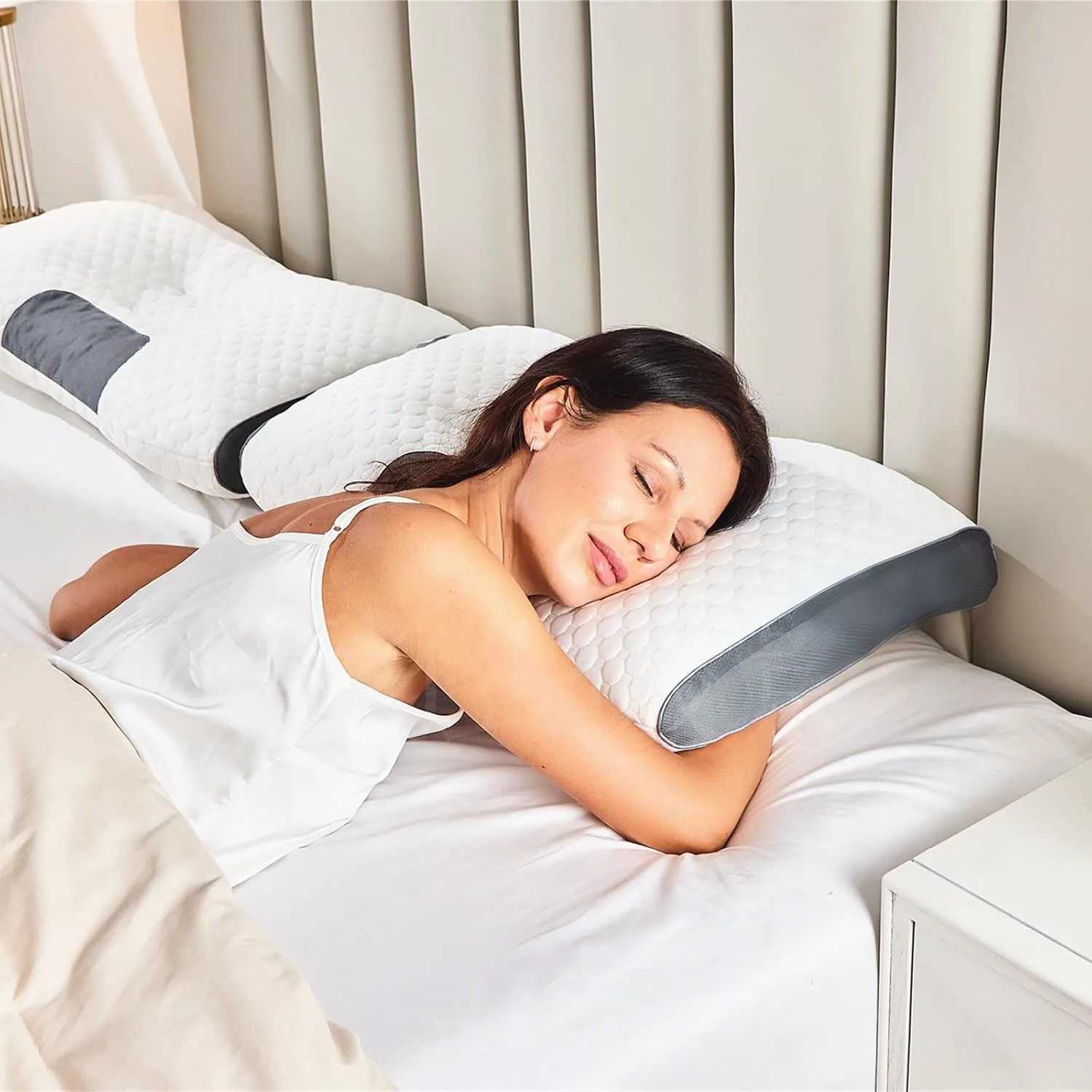 Neck and Shoulder Pillows Sleep Massage Pillow core Ergonomic Neck Support Ideal for Side Back Stoh Sleepers.W250512