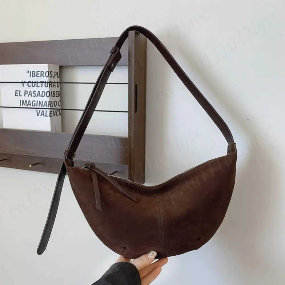 Crescent Bag for Women Shoulder Bag Suede Dumpling Bag Adjustable Strap Crossbody Bag Multi-pocket Hobo Sling Bag Solid HandbagXJ250512