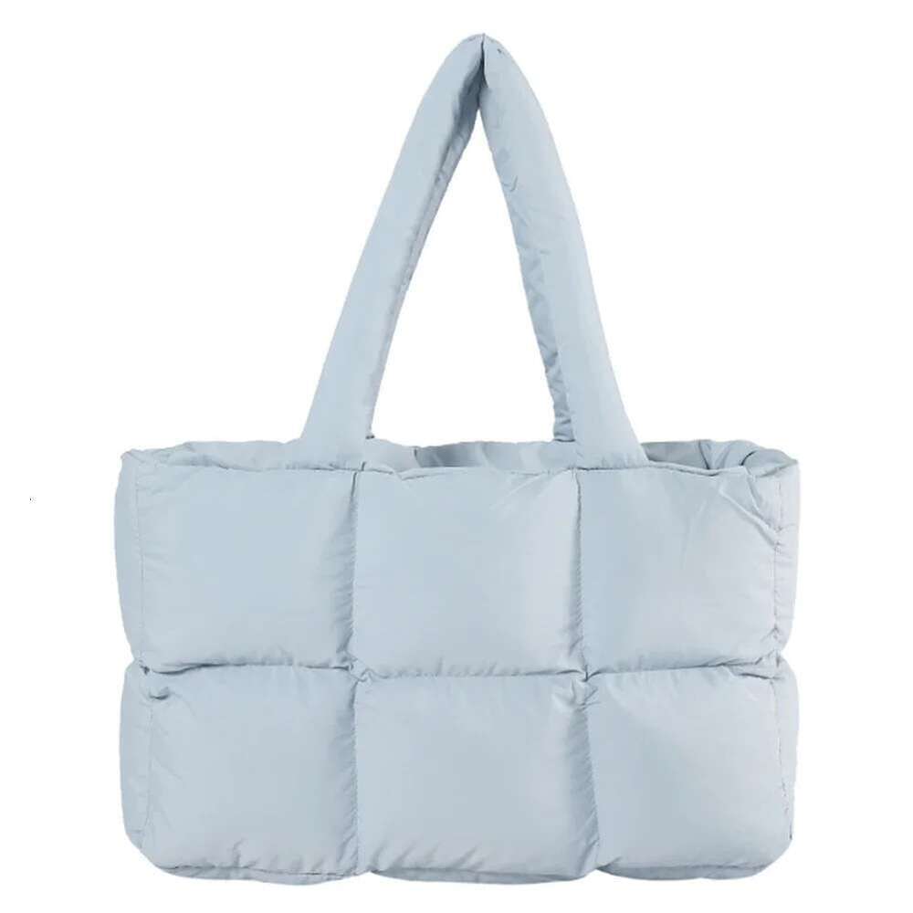 Women Padded Handbag Solid Color Quilted Single Shoulder Large Capacity Soft Cloud Tote Bag Trendy Commuting Bags