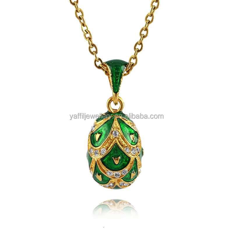 2025 Hottest Pendant Necklace Jewelry Brass Enamel Hand Plated Scaly Pattern Vintage Egg Pendant Necklace