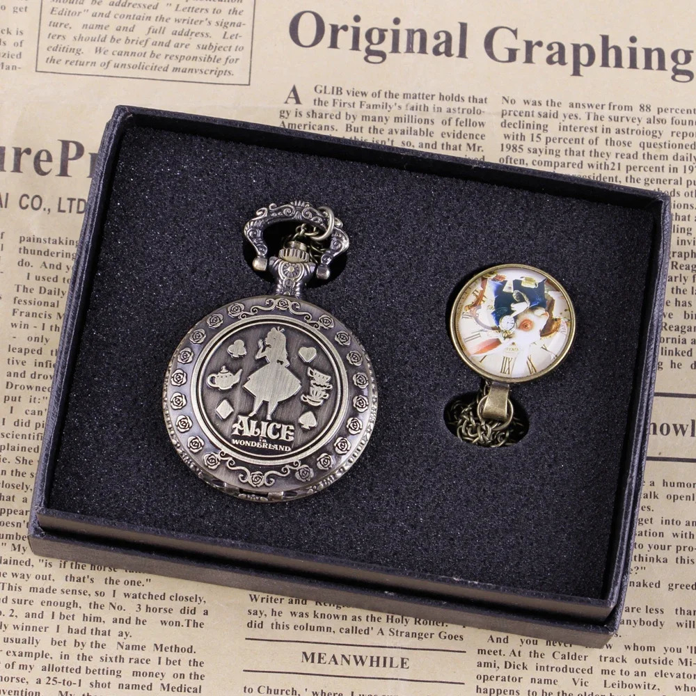 Selling Theme Pocket Watch Set Necklace Quartz Movement Fob Watches Ladys Children Gift with Box 250512