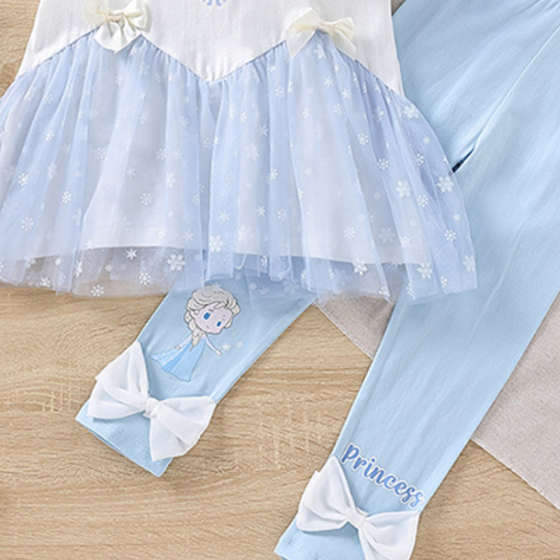 DISNEY Frozen Elsa princess kids designer clothes girl baby girl set of girls summer outfit baby girl pure cotton short-sleeved two-piece set Comforta