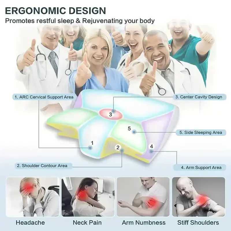 Neck Healthcare Bed Pillow Butterfly Sleep Memory Pillow Slow Rebound Comfortable for Ion Sleep Pillow Cervical OrthopedicW250512