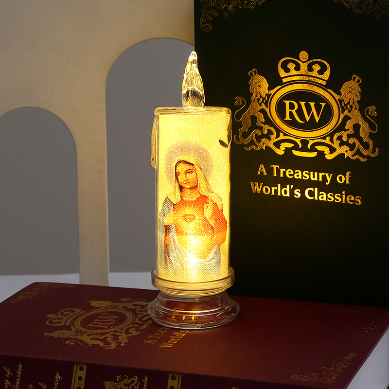 Festival simulation candle LED decorative light with Virgin Mary pattern