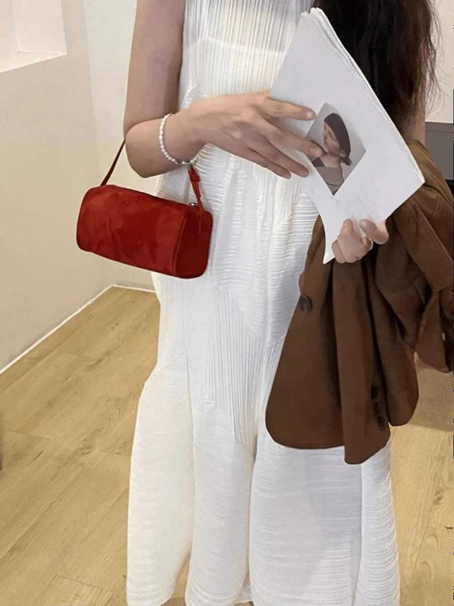 Miyagawa 2024 New Casual Women Handbag Faux Suede Fashion Retro Mini Single Shoulder Small Square BagW250512