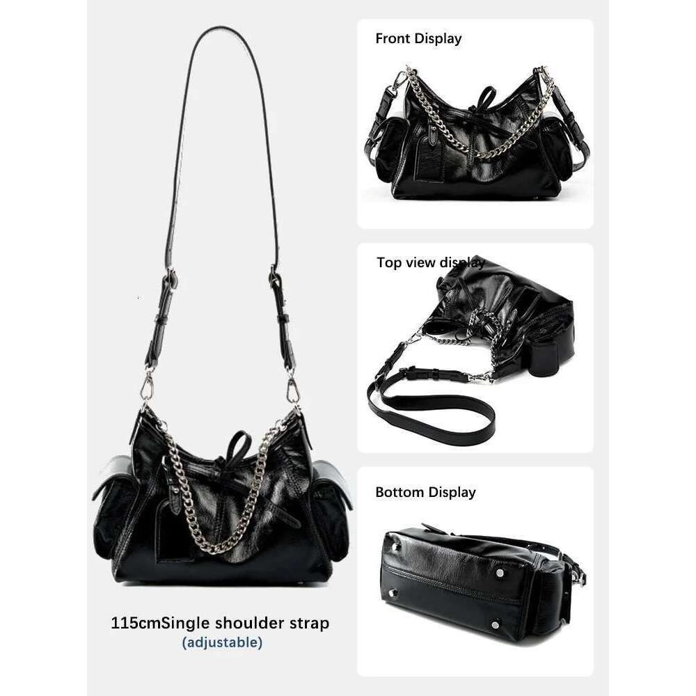 Zency Stylish Soft Leather Top-handle Chain Handbag For Women Bag Black Beige Crossbody Sac Underarm Bags