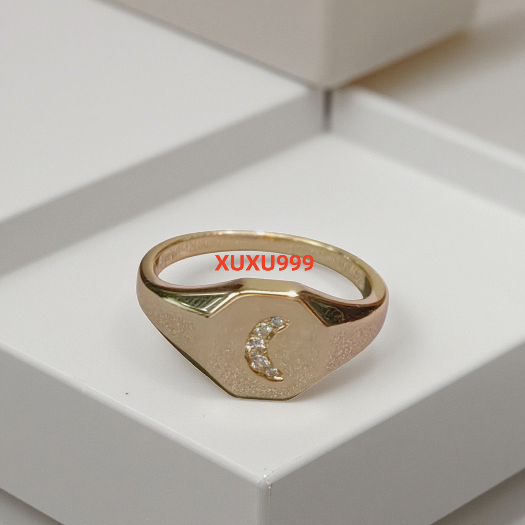 Hot Selling Custom Jewelry Moon Shape Lab Grown Diamond 925 Silver Ring Moissanite Engagement Ring Gold Plated Engagement Ring