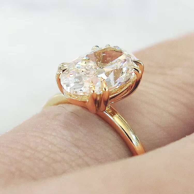Wholesale Vvs Moissanite 10K 14K 18K Solid Yellow Gold Engagement Wedding Rings for Women Diamond Emerald Radiant Oval Cut Ring