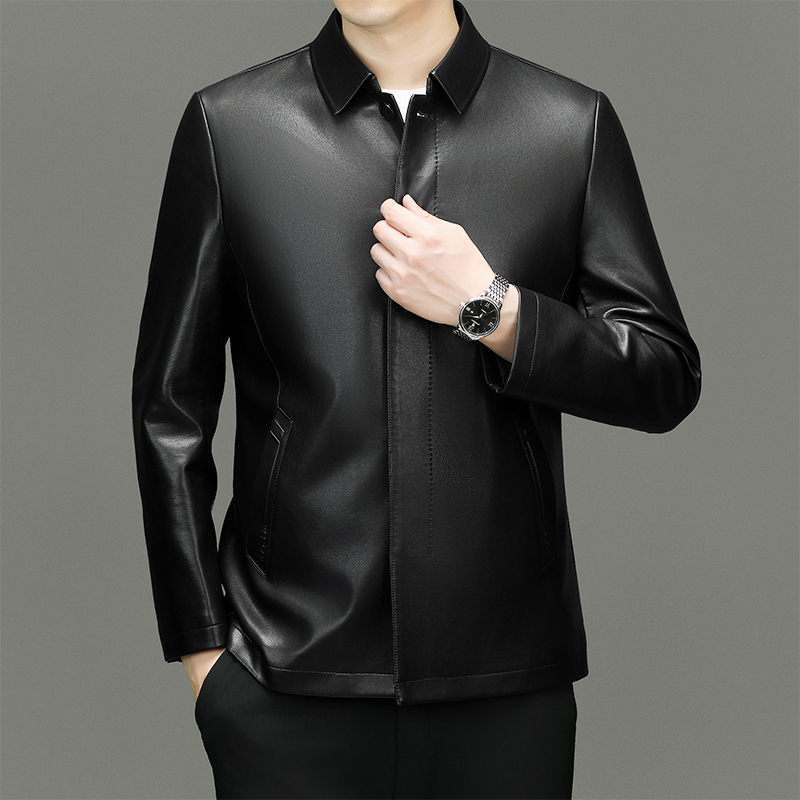 Waterproof Mens Casual Leather Jacket for Everyday Use 8566