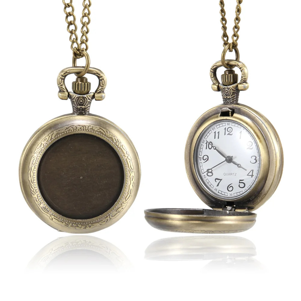 1pc Men Women Pocket Watch Round Groove Case With Chain Pocket Watch Round Groove Exquisite Delicate Accessories 250512