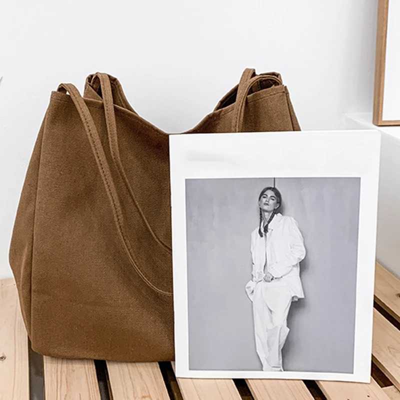 Casual Large Capacity Canvas Shopper Totes High Quality Eco Reusable Grocery Handbag For Women Travel Shoulder Bags Daily PouchXJ250512