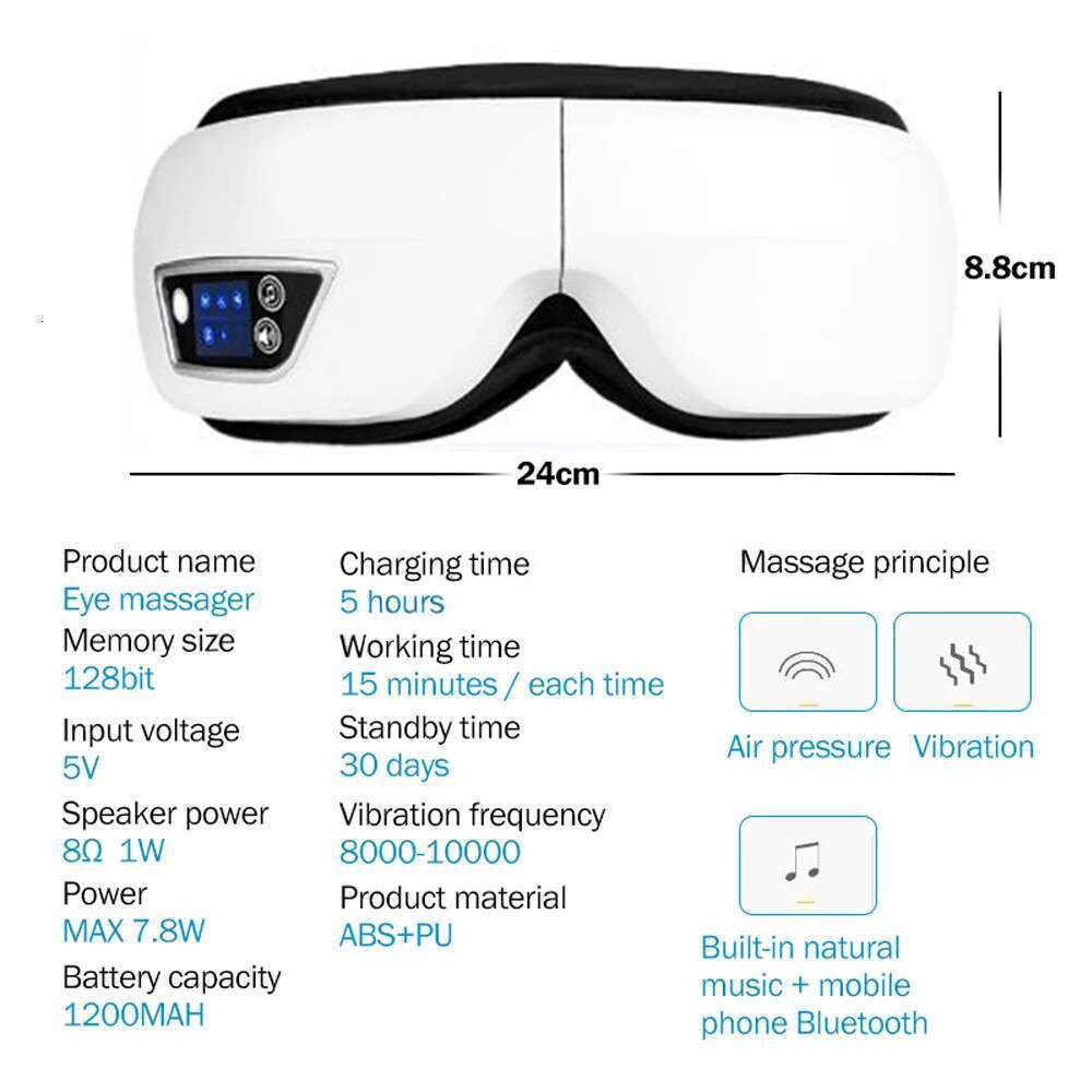 6D Smart Vibration Massager Airbag Compress Care Instrument Bluetooth Music Massage Sleep Mask Eye Relax Fatigue