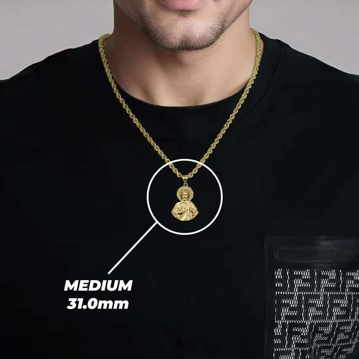 Fashion Personality 14k Gold Plated Matte San Judas Half Body Pendant Jewelry
