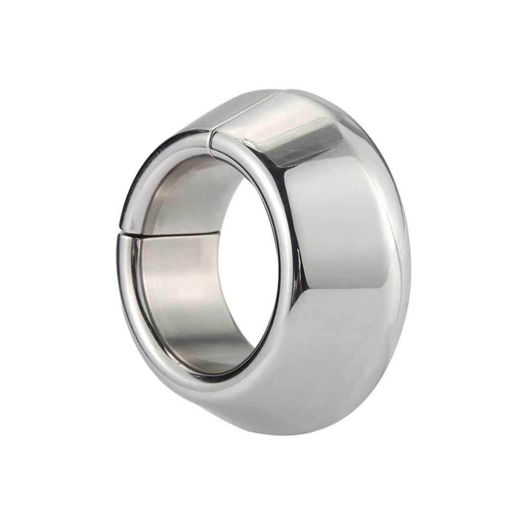 Magnetism Stainless Steel Scrotum Weight Erection Ring Cock Trainer Metal Locking Sperm Ring Binding Penis Male Training Supplie W250512