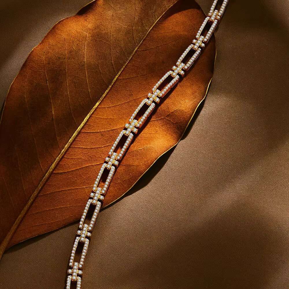 Womens Moissanite Bracelet 18K Gold Plated Silver Jewelry Elegant Bangles