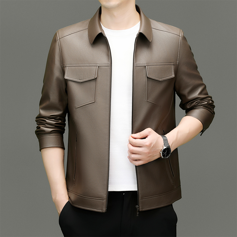 Elegant Waterproof Leather Jacket for Professionals 8569