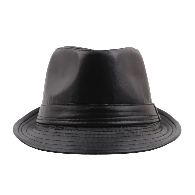 PU Leather Gift Fedoras for Middleaged and Elderly Autumn Winter Outdoor Leisure Gentlemen Jazz Hat Men Panama 250512