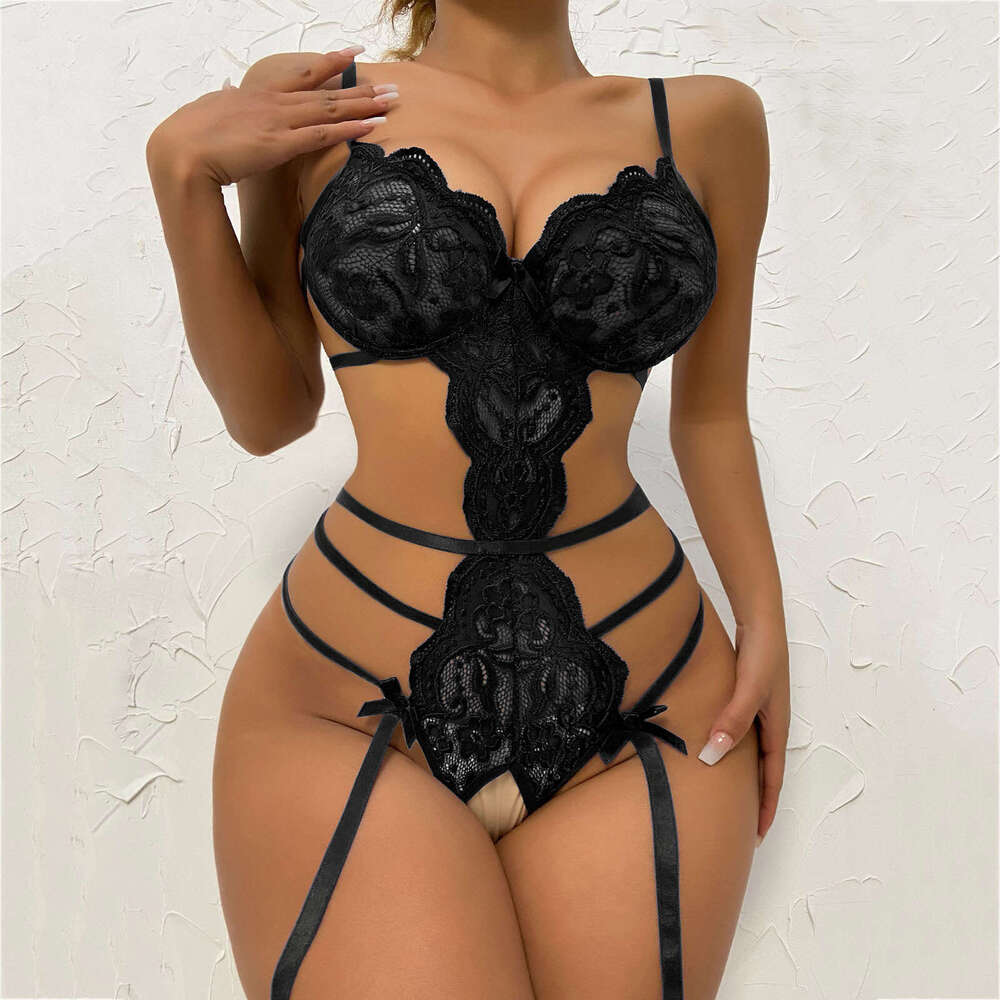 Patent Leather Sexy Lingerie Lace Sexy Strap Jumpsuit For Women Backless Open Crotch No Take Off Lingerie KQ