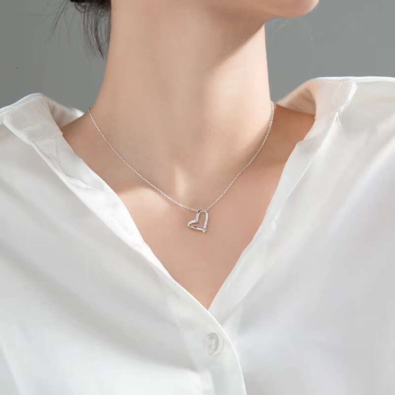 Sier accessories women, pure sier heart-shaped pendant necklace, gold-plated chain necklace for women