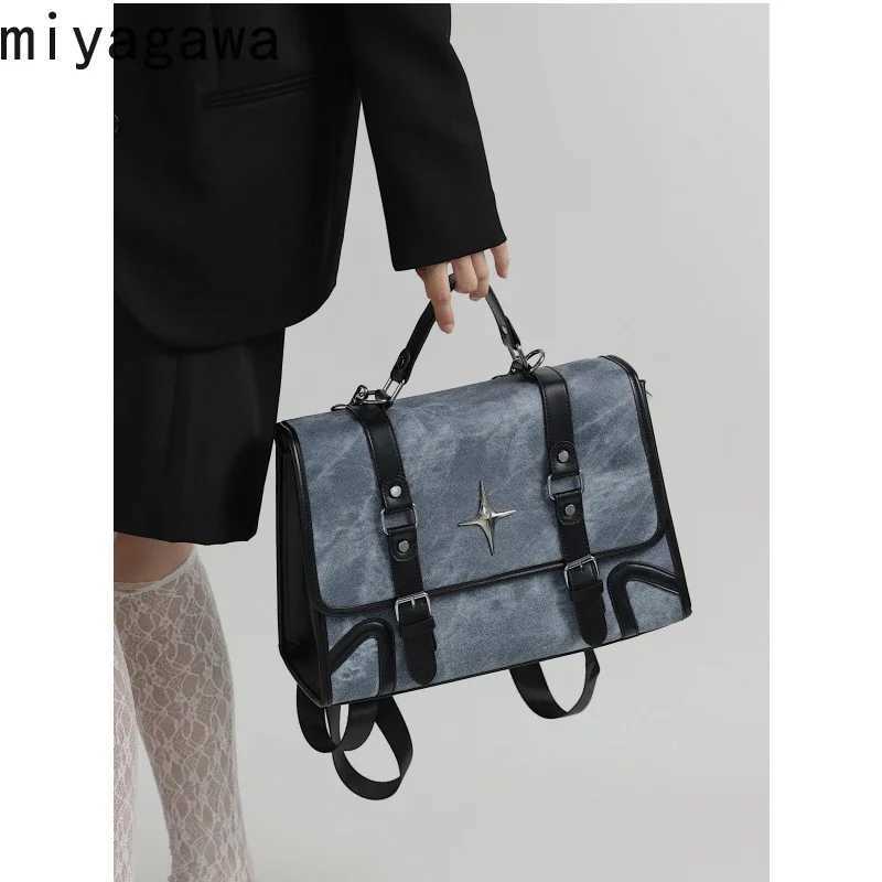 Miyagawa Womens 2023 New Fashion Student One Shoulder Crossbody Large Capacity College Style Spicy Y2k Backpack Z250512