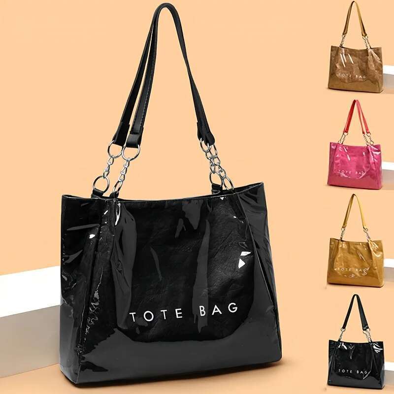 Tote shoulder European and American cross-border hot-selling letter transparent handbag travel outdoor beach bag