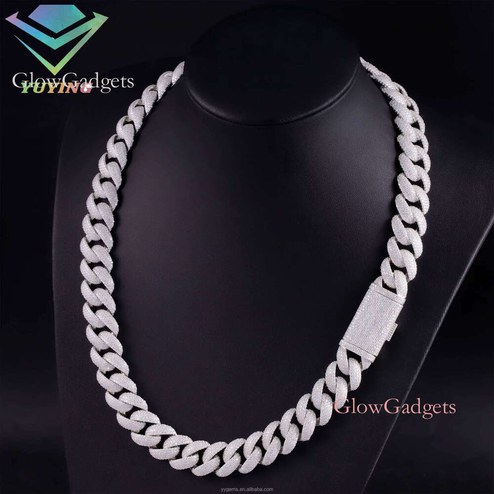 Hip Hop Iced Out 17mm S Sier Gold Plated D/VVS Moissanite Men Necklace Bling Cuban Link Chain Factory Price