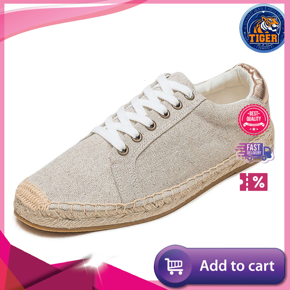 Ddmytiger S Men Fisherman Spring Summer New Linen Canvas Simple And Casual Grass Woven Soft Sole Lace Up Sports Shoes One Foot Pedal Outdoor Shoes