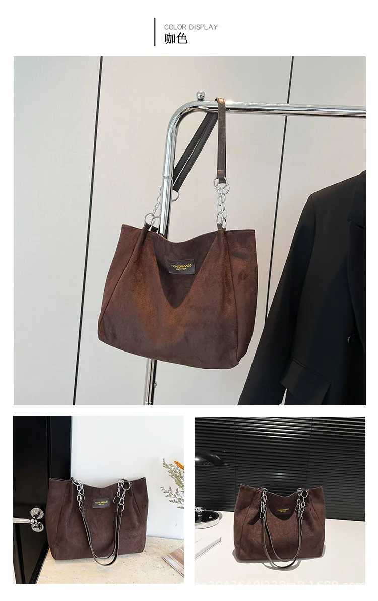 Large-Volume Suede Stylish Commuter Tote Bag For Ladies With One Shoulder BagXJ250512