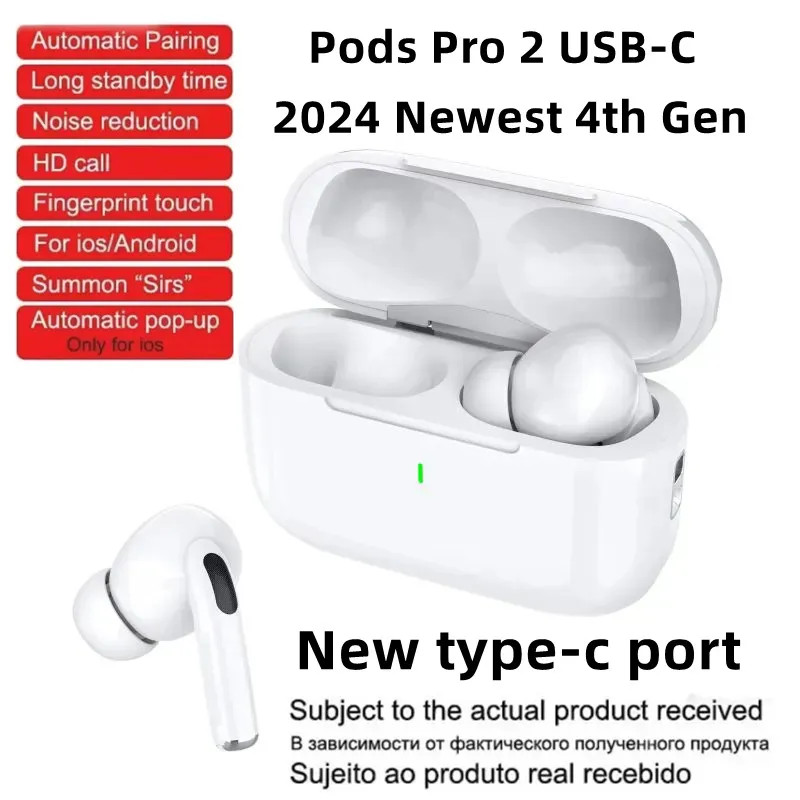 2024 Pods 4th gen tws earbuds Pods Pro 2 ANC USB C earphones Wireless Bluetooth headphones Active Noise Canceling Pro 2 headset 3rd earphone 2nd gen headphone with box W