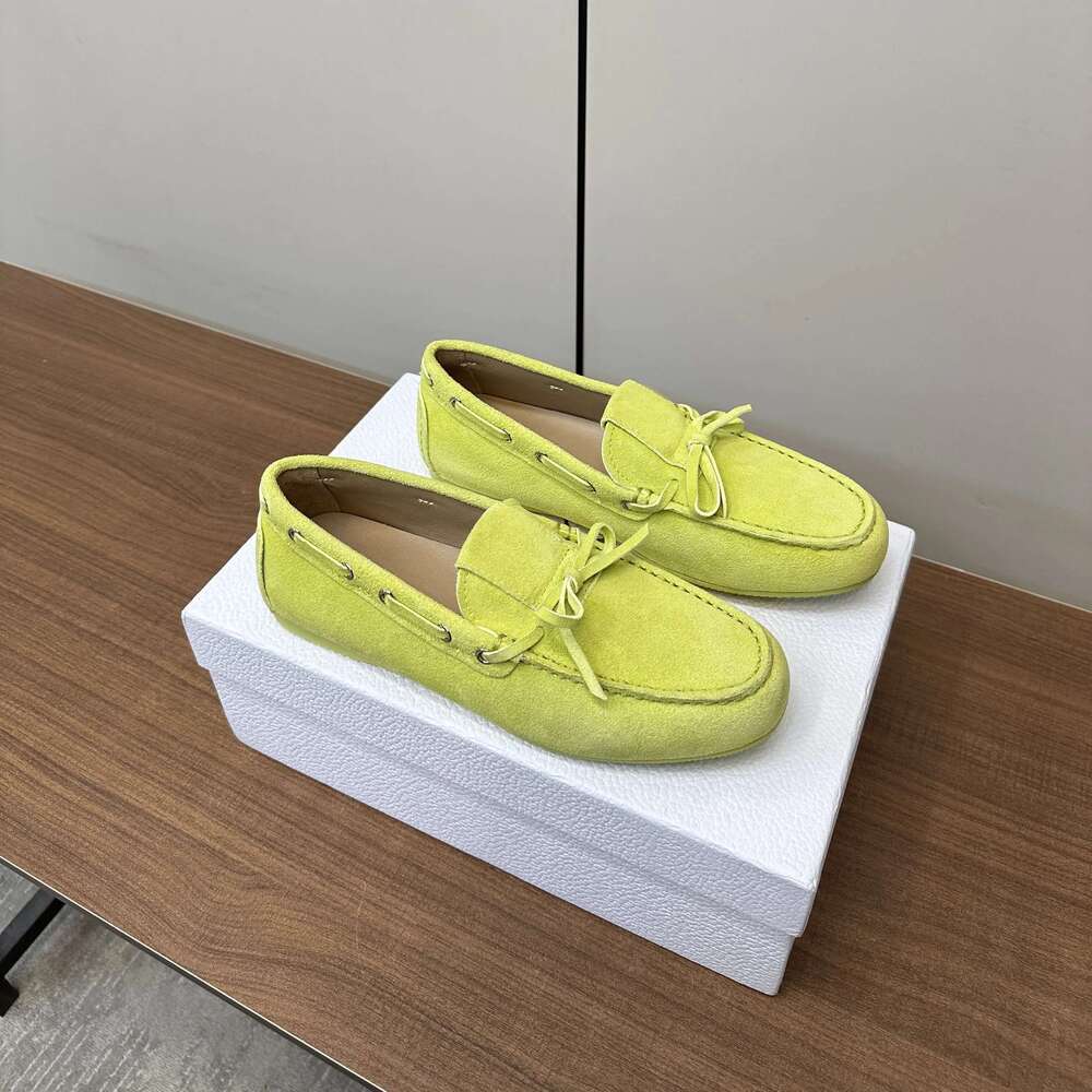 Women Size35-41 Natural Cow Suede Loafers Weaving Flats Solid Colors Lace Up Round Toe Designer Shoes Zapatillas De Mujer