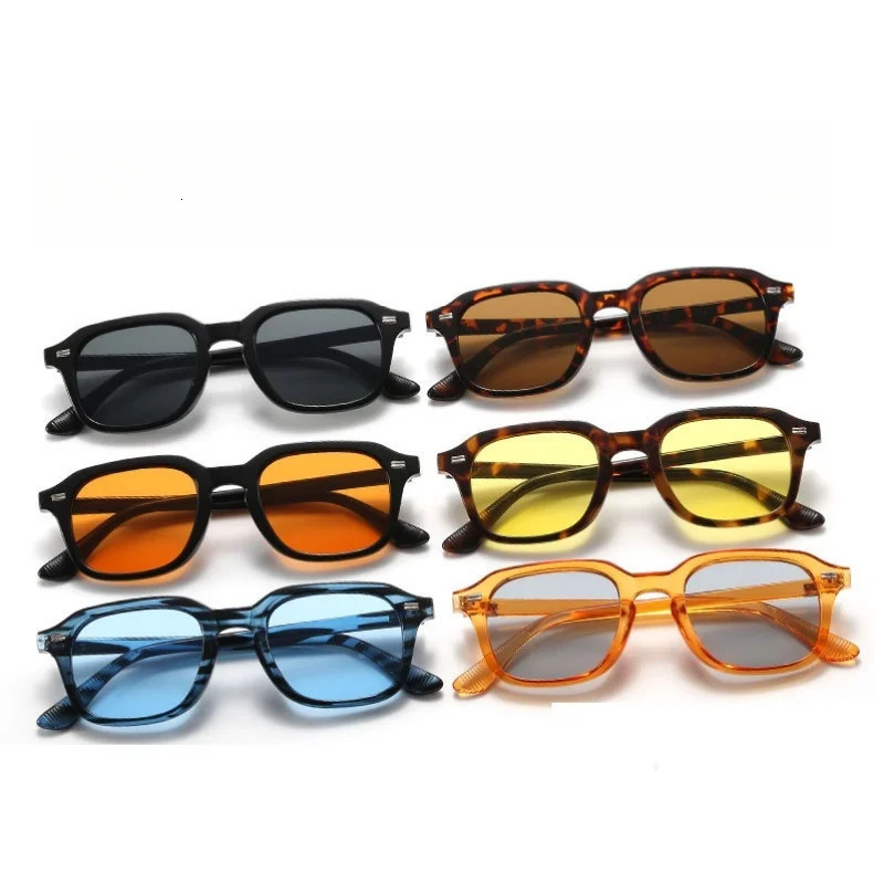 Fashion Square Orange Sunglasses For Women Men Retro Rivets Sun Glasses Trendy Shades UV400 Eyewear 250509