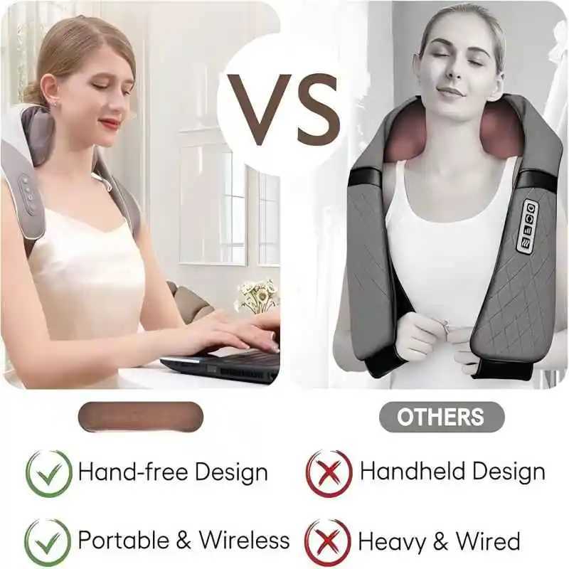 Wireless Neck Shoulder and Back Massager Brushless Motor 6D Deep Tissue Kneading Massage Pillow Shawl Best Gifts for Women MenW250512