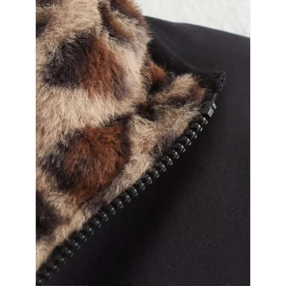 American retro double-sided leopard print jacket men's trendy high-end vintage anti-rabbit fur thickened cotton coat
