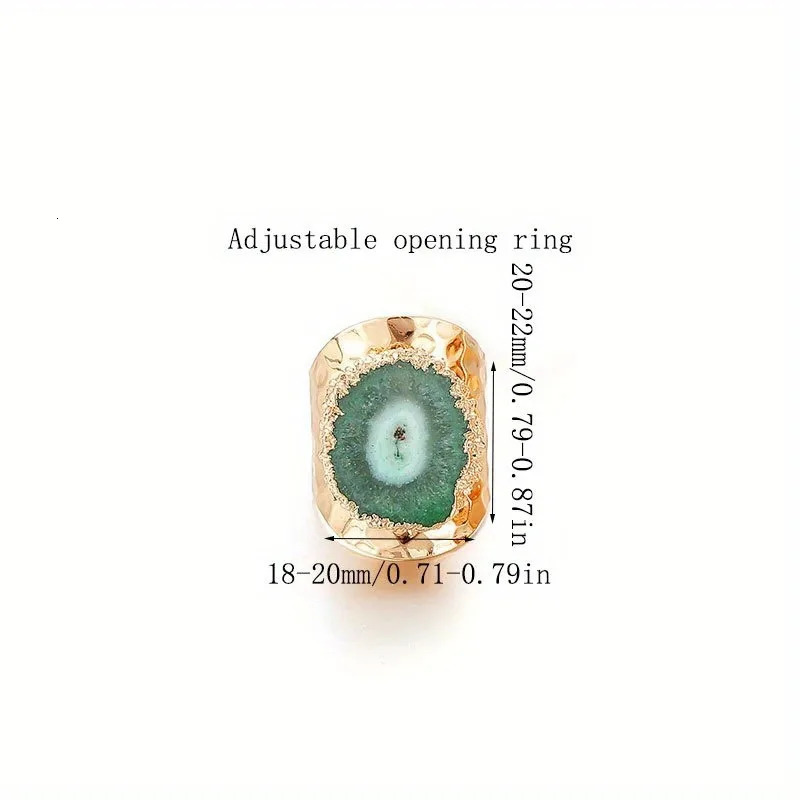 Natural Stone Ring Irregular Shape Agates Crystal Resizable Rings for Women Men Fashion Charm Jewelry Gift Cluster Winding 250512