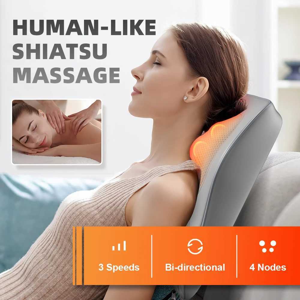 Back Massager Neck Massager with Heat3D Kneading Massage Pillow for Relax NeckBackShoulderLegsGifts for Men Women Mom DadW250512