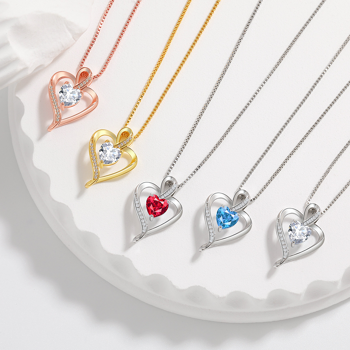 Heart-Shaped Pendant Necklace with Zodiac Stones - Perfect Gift for Mother's Day, Eternal Love & Affection
