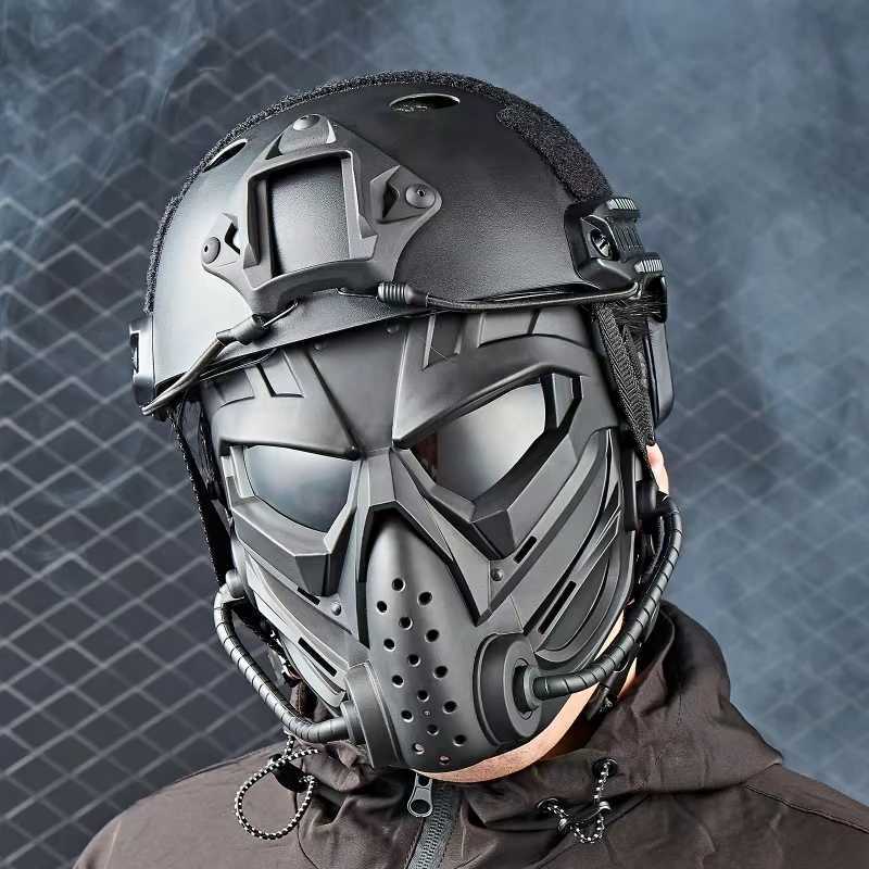 Airsoft Mask Full Face Protect Funny Mask With ABS Helmet Tactical Mask Alien Cos Cycling Mask SetW250512