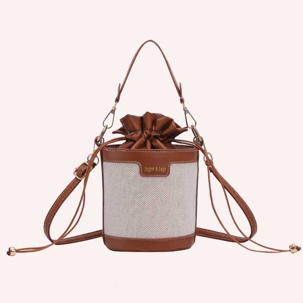 Women Shoulder Bags Cylinder PU Leather Bucket Crossbody Bag Casual Drawstring Handbags Purse for Travel Shopping Z250512