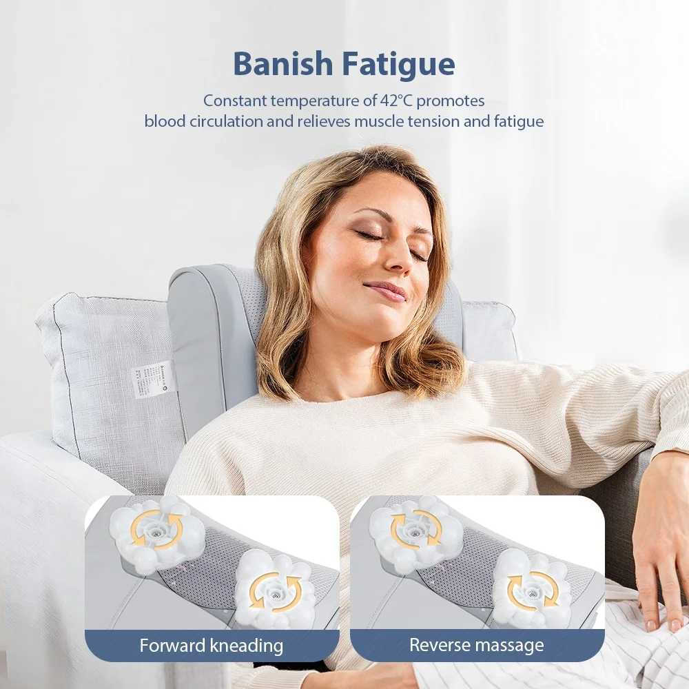 Electric Pillow Massager Neck Shoulder Massage Pillow Waist Back Kneading Massage Cushion Head Massager Neck Cervical MassagerW250512