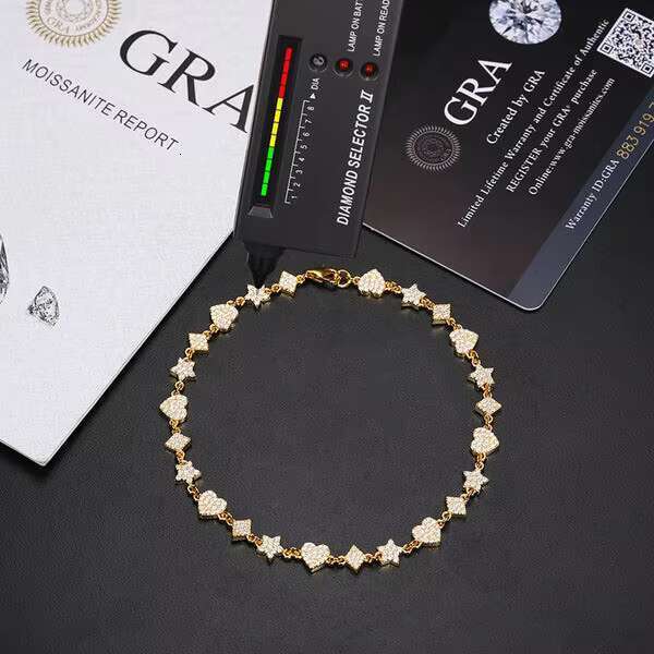 High Quality Unisex Iced Out Moissanite Heart Bracelet for Women Men 925 Sterling Silver Fine Jewelry Christmas Gifts