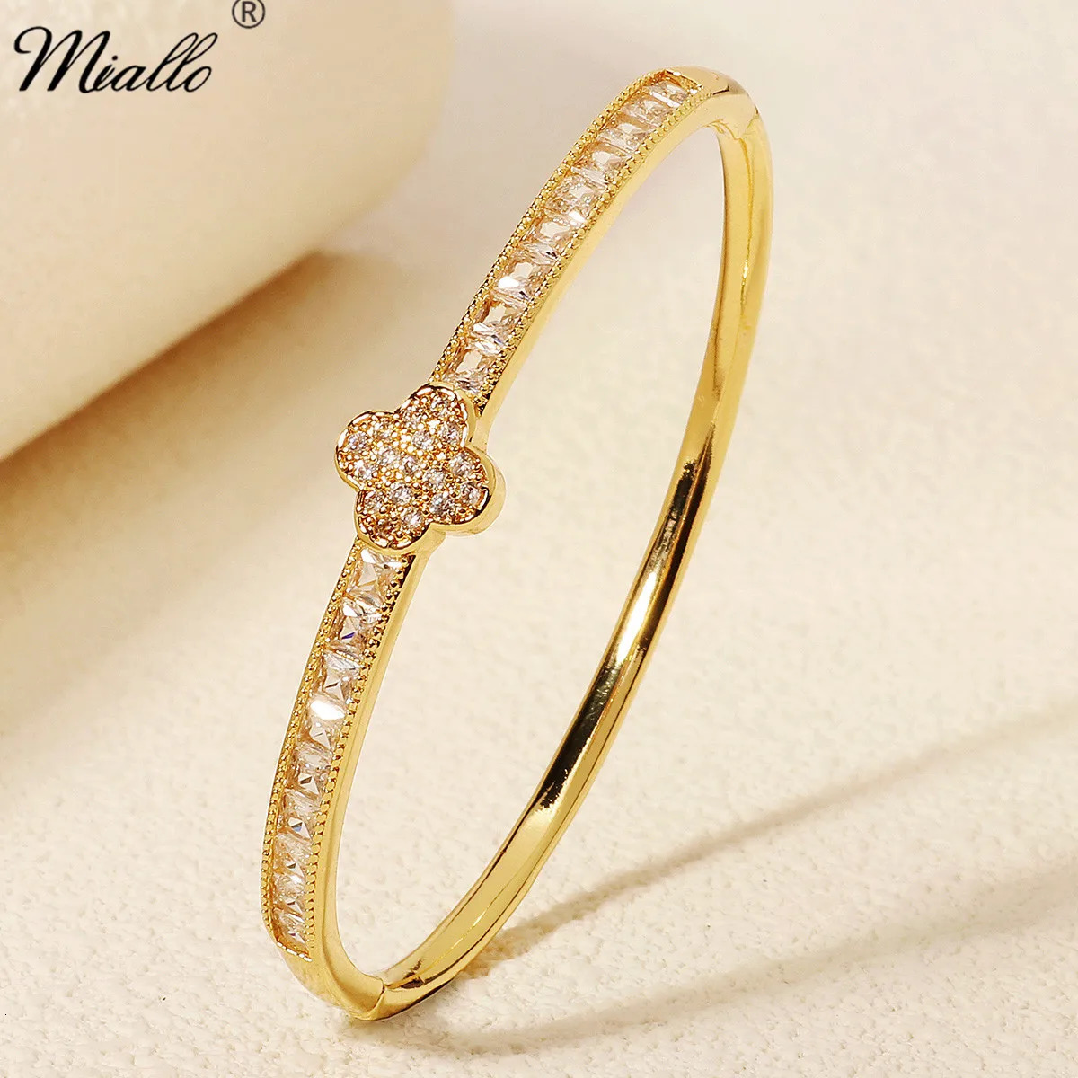 Mialloy Zircon Four Leaf Clover Bracelets for Women Lady Rhinestone Birthday Party Jewelry Accessories Gift 250512