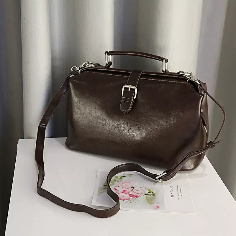 Original Genuine Leather Doctor Handbag 100% Cowhide hot Women Big Shoulder High Quality Vintage Manual Paint Crossbody Bags