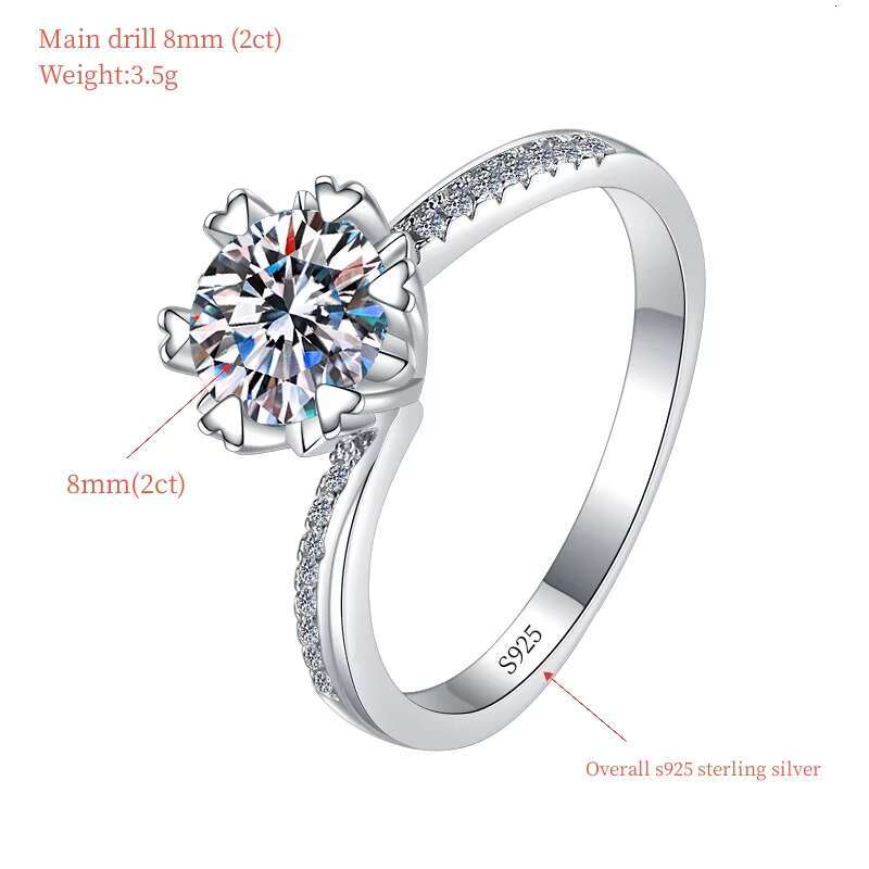 Fine Jewelry 1 2 Ct VVS1 Moissanite Diamond Ring Couples Wedding 925 Sterling Silver White Gold-plated Ring for Women Ladies