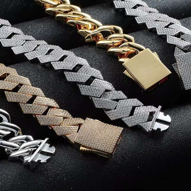 20mm Wide Moissanite Jewelry Necklace 20 Inches 22 24 Inch Sier Cuban Link Chain for Men