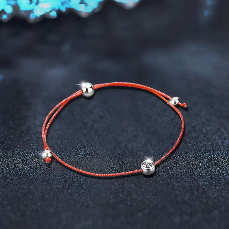 S925 Silver Moissanite Adjustable Hand Rope Bracelet