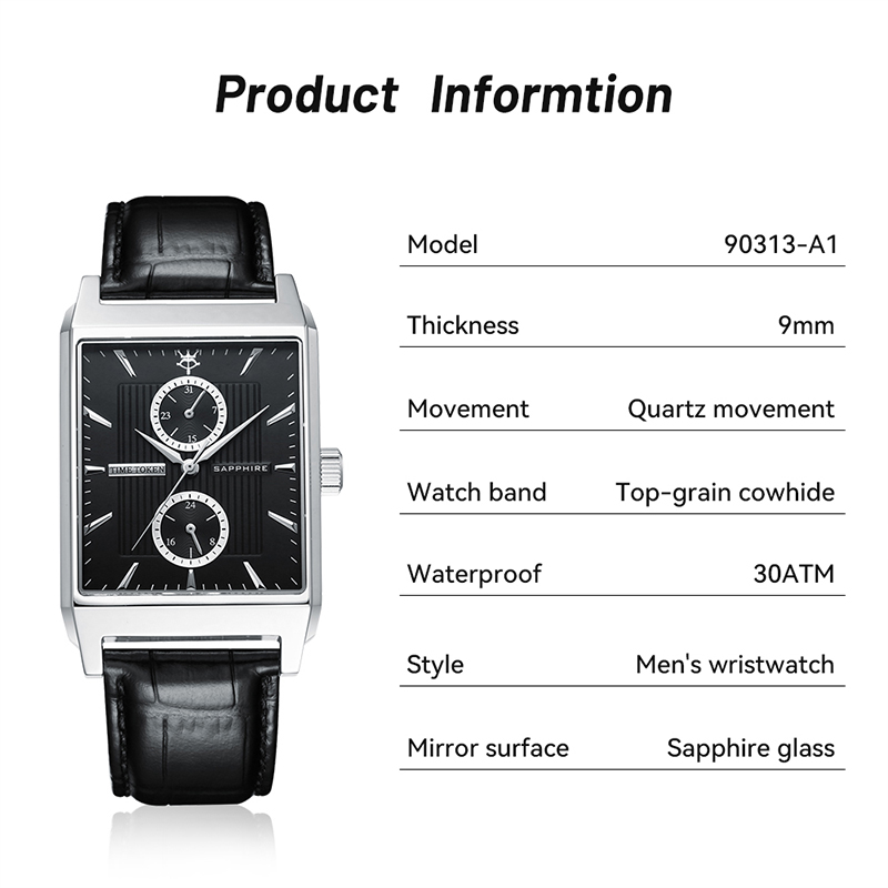 Retro Style Time Token Wristwatch Featuring Real Leather Band and Quartz Movement