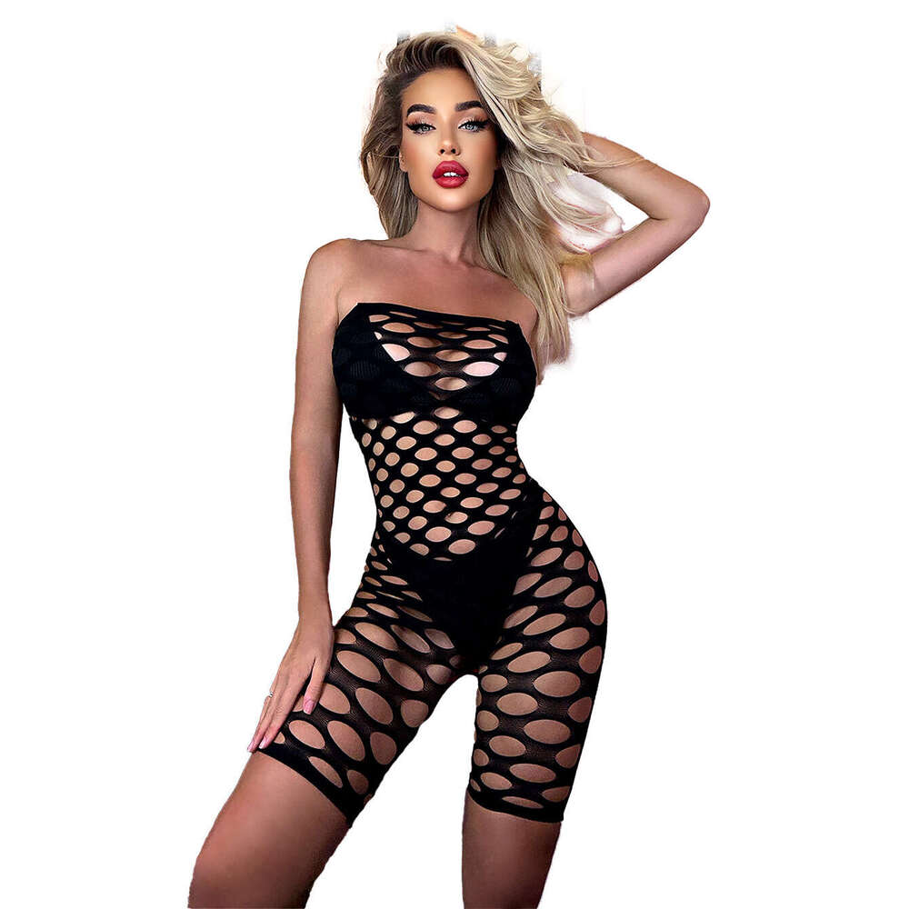 Patent Leather Sexy Lingerie New Sexy Hollow Top Fishing Net Fun Lingerie For Women No Need To Take Off Tight Backless Large Mesh Shirt KQ