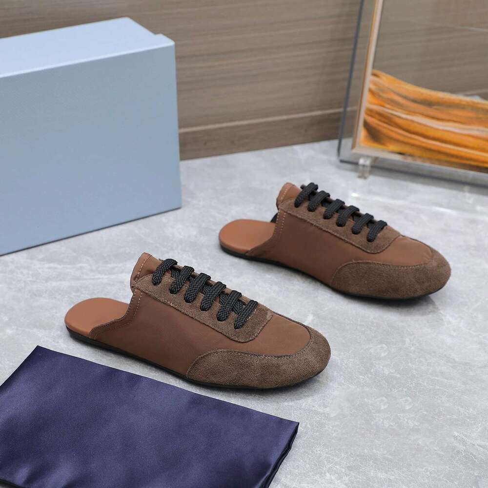 New Women Size35-45 Natural Cow Suede Couple Mules Mixed Colors Slippers Sports Flats Designer Shoes Zapatillas De Mujer